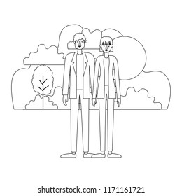 couple characters in day landscape
