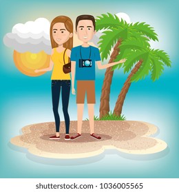 couple characters on the beach