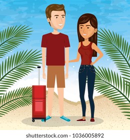 couple characters on the beach