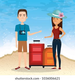 couple characters on the beach