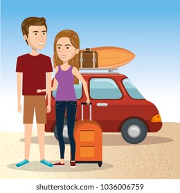 couple characters on the beach