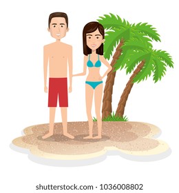 couple characters on the beach