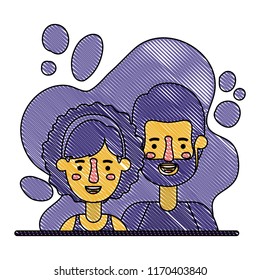 couple characters with paint splash background