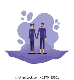 couple characters with paint splash background