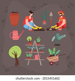 couple characters and planting icons