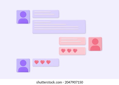 Couple chat illustration with love icon in message