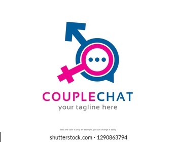 Couple Chat Logo Template Design Vector, Emblem, Concept Design, Creative Symbol, Icon