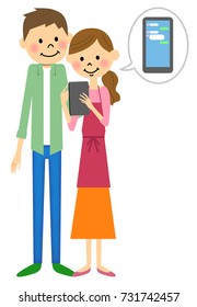 Couple to chat on tablet
