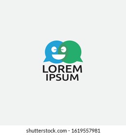 Couple Chatting Logo Design Vector Illustration 