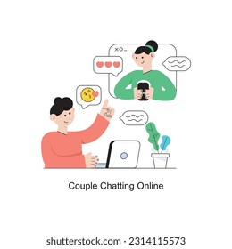 Couple Chatting Online Flat Style Design Vector illustration. Stock illustration