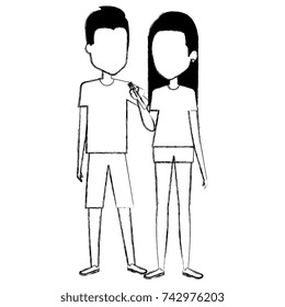 couple chatting with smartphone