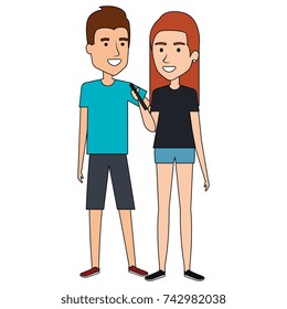 couple chatting with smartphone