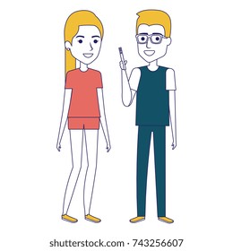 couple chatting with smartphone