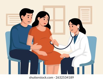 a couple check at pregnancy doctor