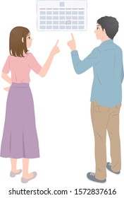 Couple checking fertility treatment schedule