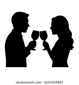couple Cheers in Silhouette vector