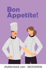 Paar Köche aus Bäckerei und Konditorei, Vektorgrafik-Design