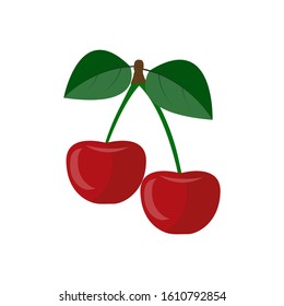 A couple of cherries. Fresh sweet fruit. Can be used as logo, logo, web print, sticker.

