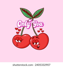 couple cherry character, love character for valentines day