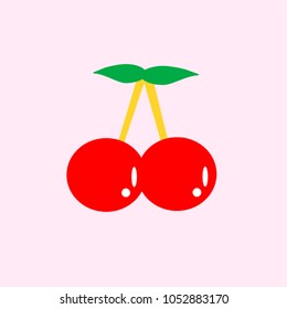 A couple of cherry on pink background. Vector 