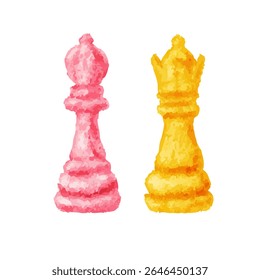 a couple of chess pieces sitting next to each other
