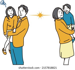 A couple with a child who has a fight