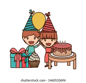 couple of children in birthday celebration