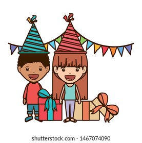 couple of children in birthday celebration