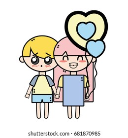 couple children with hairstyle and pijama clothes