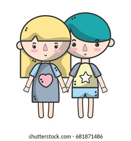 couple children with hairstyle and pijama clothes