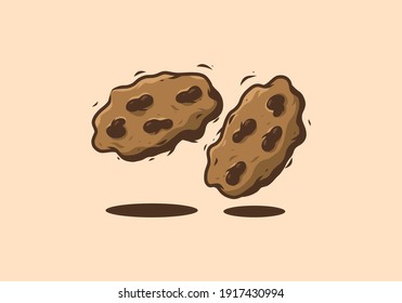 Couple of chocolate cookies illustration drawing design