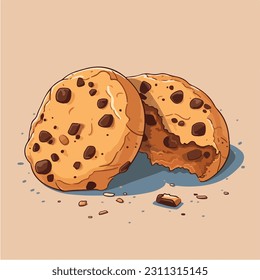 Couple of chocolate cookies illustration drawing design