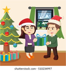 couple with christmas gift