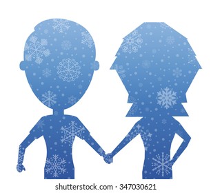 couple christmas icon with snow