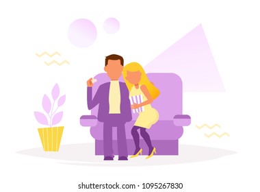 Couple Cinema Vector. Cartoon. Isolated art on white background. Flat