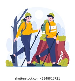 Una pareja está escalando una montaña juntos