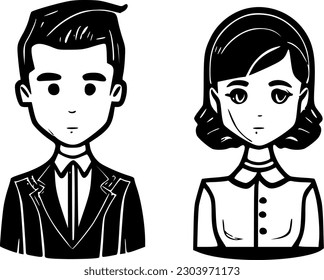 Couple Clip Art - Minimalist and Flat Logo - Vector illustration