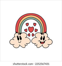 diseño vectorial de dibujos animados en nube de pareja