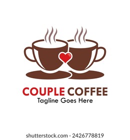 Couple coffee design logo template illustration