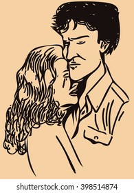Couple comforting each other. Man and woman hugging each other.