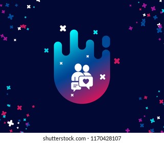 Couple communication simple icon. Love chat symbol. Valentines day sign. Cool banner with icon. Abstract shape with gradient. Vector