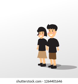 couple concept,Girls and boy wear couple black T-shirt ,Valentine's day