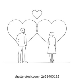 Couple in Conflict with Heart Designs Representing Love and Emotion