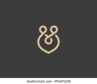 Couple connection partnership vector icon logotype. Team cooperation symbol logo design. Wedding pin love family symbol