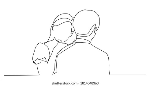 Pareja en estilo de dibujo de línea continua. Pareja romántica. Dibujo continuo de una línea. Gente feliz aislada con antecedentes blancos.