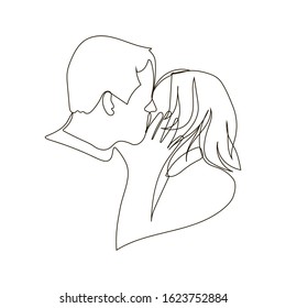 Couple continuous line vector illustration. Love minimalist print. Valentines day illustration with women and man. Love line art  