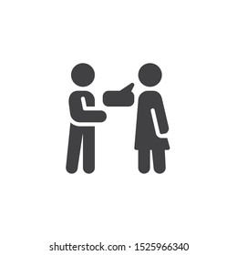 Couple conversation vector icon. filled flat sign for mobile concept and web design. Man and woman talk glyph icon. Symbol, logo illustration. Vector graphics