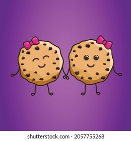 A couple of cookies. Happy faces. Vector illustration.