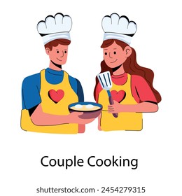 Couple cooking flat icon is up for premium use 