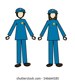 couple of cops over white background vector illustration